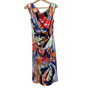 NWT NICOLE MILLER Abstract Print Veronica Rouched Column dress